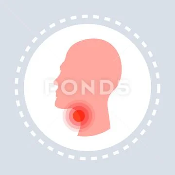 Sore throat ache concept human head profile icon healthcare medical service logo Stock Illustration