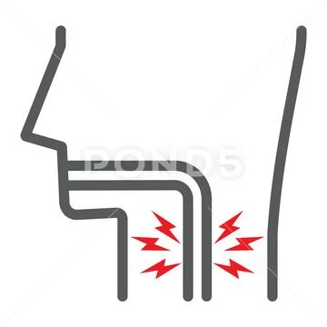 Sore throat line icon, body and pain, inflammation sign, vector graphics, a Stock Illustration