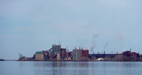 Sorel, Quebec / Canada - May 4 2019: Q I T-Fer &amp; Titane Inc. industrial complex 스톡 동영상 130987405