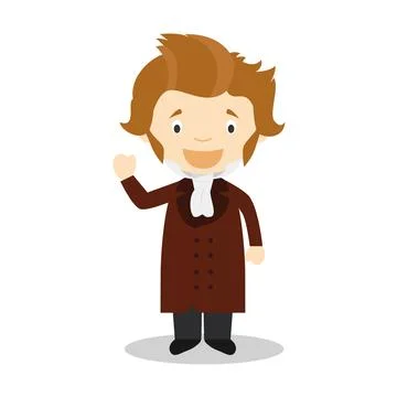 Soren Kierkegaard cartoon character. Vector Illustration. Kids History Coll.. Stock Illustration