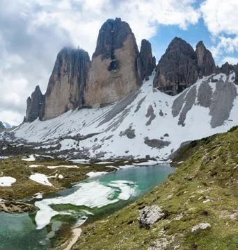 Sorgenti della Rienza - the source of the river Rienz in Dolomites, Italy. Foto stock