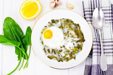 Sorrel Soup with Egg Stock Photos