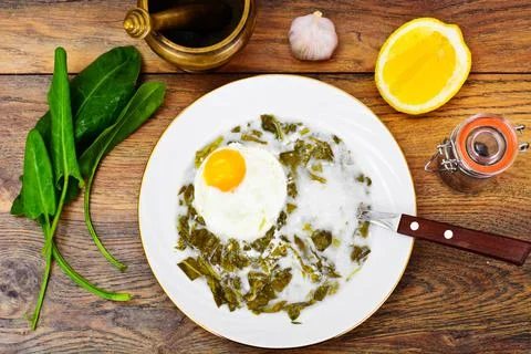 Sorrel Soup with Egg Stock Photos