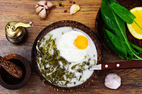 Sorrel Soup with Egg Stock Photos