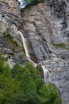 Sorrosal waterfall, in Broto, Huesca, Aragon, Spain, in the Spanish Pyrenees Stock Photos