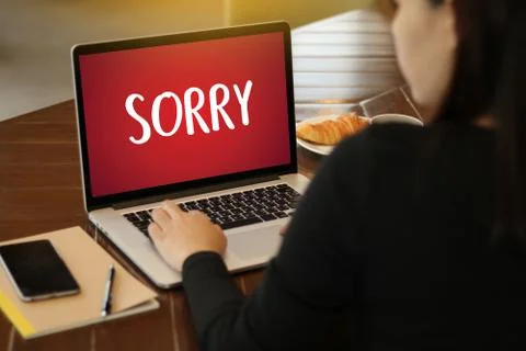 SORRY  Forgive Regret Oops Fail False Fault Mistake Regret Apologize Excuse.. Stock Photos