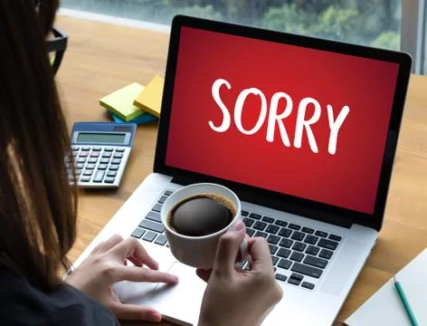 SORRY  Forgive Regret Oops Fail False Fault Mistake Regret Apologize Excuse.. Stock Photos