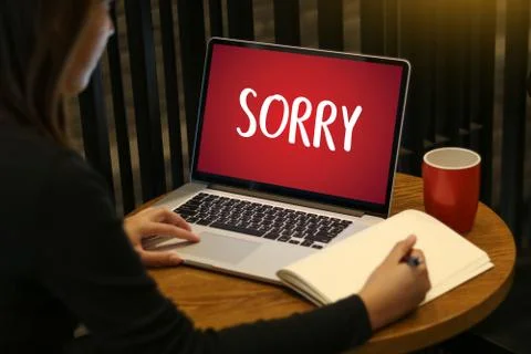 SORRY  Forgive Regret Oops Fail False Fault Mistake Regret Apologize Excuse F Stock Photos