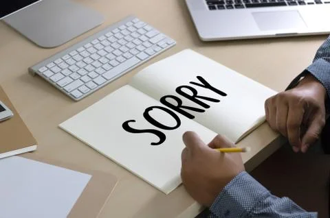 SORRY  Forgive Regret Oops Fail False Fault Mistake Regret Apologize Excuse F Stock Photos