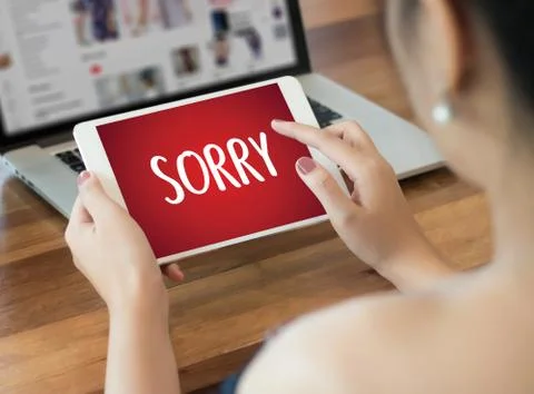SORRY  Forgive Regret Oops Fail False Fault Mistake Regret Apologize Excuse F Stock Photos
