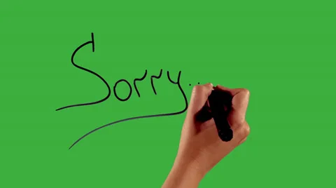 Sorry - Hand writing on green screen Stock Footage 33784054