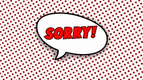 Sorry text in speech balloon in comic style animation Stock Footage 90814789