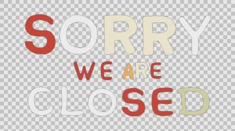 Sorry we are closed animation with transparent background Stock Footage 68670551