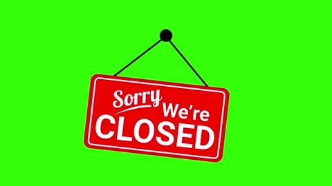 Sorry We Are Closed Hanging Sign Store Closed Door Sign 4K Stock Footage 333244331