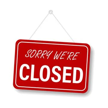 Sorry we are closed sign vector for graphic design, logo, web site, social me 스톡 일러스트