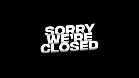 Sorry, we re closed - text animation with white text and black background Stock Footage 242485414