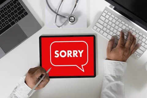 SORRY word concept message to sad i made a mistake unhappy person unhappy n.. Stock Photos