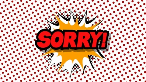 Sorry - word in speech balloon in comic style animation Stock Footage 88283183
