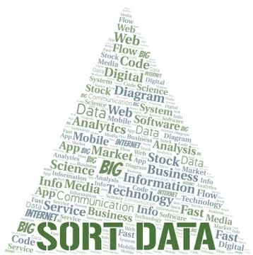 Sort Data vector word cloud, made with text only. Stock Illustration