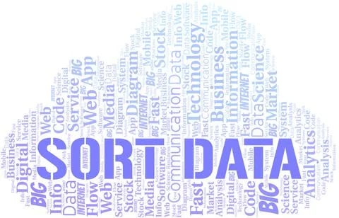Sort Data vector word cloud, made with text only. Stock Illustration