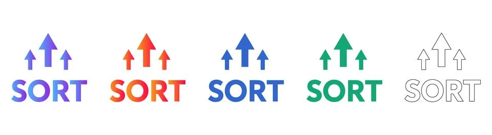 Sort Direction Icon Set in Gradient and Outline Styles 스톡 일러스트