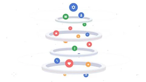 Sort icons in funnel vector concept Stockillustratie