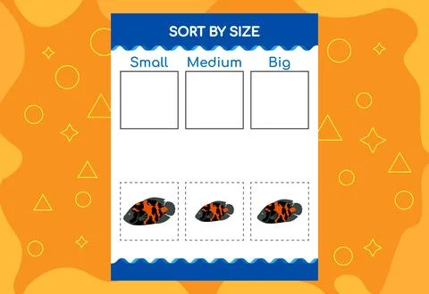 Sort images by size. Educational Worksheet For Kids. Stock Illustration