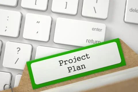 Sort Index Card with Project Plan. 3D Stock Illustration