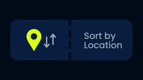 Sort by Location Feature Button with Map Pin and Arrows Icon Stock Footage 334471366