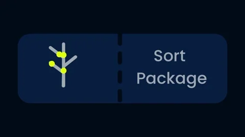 Sort Package Button with Yellow Branch Icon and White Label Stock Footage 334471345