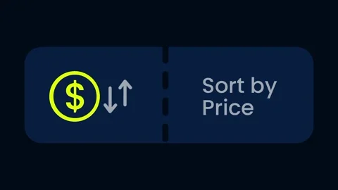 Sort by Price Feature Button with Dollar Coin and Arrows Icon Stock Footage 334471369
