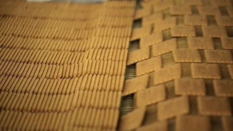 Sort square cookies in a vertical position in a factory,  close up Video stock 72953991