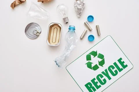 Sort your garbage. Crumple foil, paper and plastic 스톡 사진