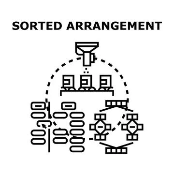 Sorted arrangement process optimizing data management flow Stock Illustration