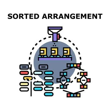 Sorted arrangement process optimizing data management flow Stockillustratie