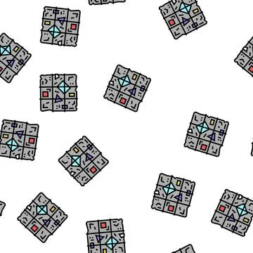Sorted garbage cube vector seamless pattern Stock Illustration