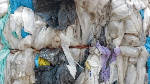 Sorted plastic garbage for recycling in plant Stock Footage 88361515