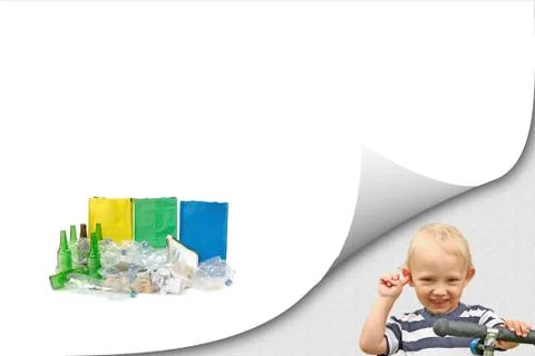 Sorted waste concept with smiling boy Stock Photos