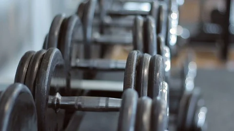 Sorted weights in the gym 動画素材 91733233