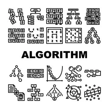 Sorting algorithm data filter icons set vector 스톡 일러스트