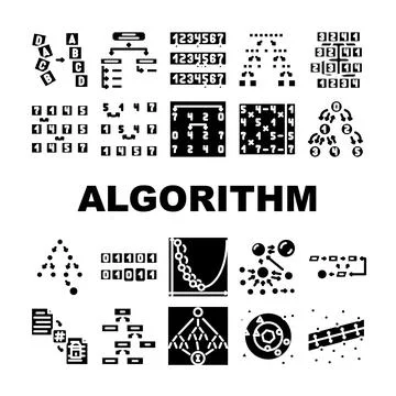 Sorting algorithm data filter icons set vector 스톡 일러스트