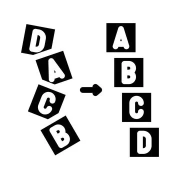 Sorting algorithm glyph icon vector illustration Illustrazione stock