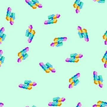 Sorting algorithm isometric icon seamless pattern Stock Illustration