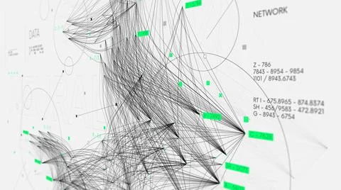 Sorting and analyzing complex big data, communication networks visualization, Stock Illustration