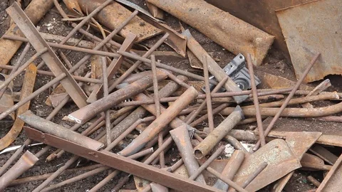 Sorting and loading of scrap metal. Stock Footage 76636311