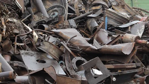Sorting and loading of scrap metal. Stock Footage 76636353