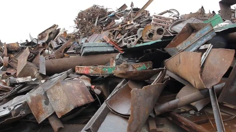 Sorting and loading of scrap metal. Stock Footage 76636368