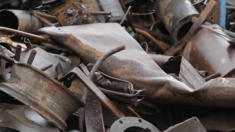 Sorting and loading of scrap metal. Stock Footage 76636369