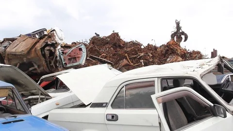 Sorting and loading of scrap metal. Stock Footage 76636371