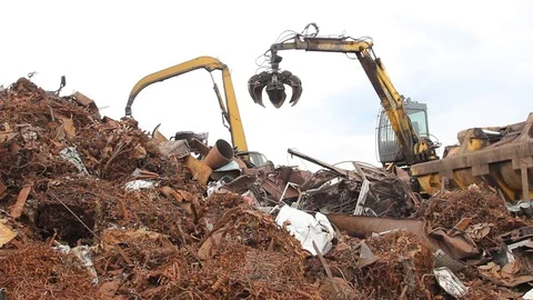 Sorting and loading of scrap metal. Stock Footage 76636427